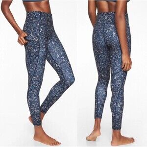 Athleta Salutation Stash Pocket Tight Women Size XS Sandstone Gray Blue #353961